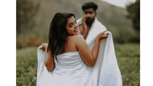 Lekshmi and Hrushi Karthik at their wedding photoshoot