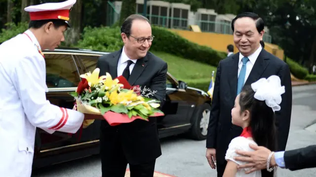Tổng thống Francois Hollande và Chủ tịch Trần Đại Quang tại Hà Nội tháng 9/2016