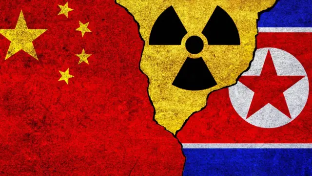 中国、朝鲜国旗