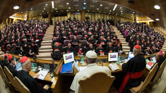 El Papa Francisco, en una reunión con obispos.