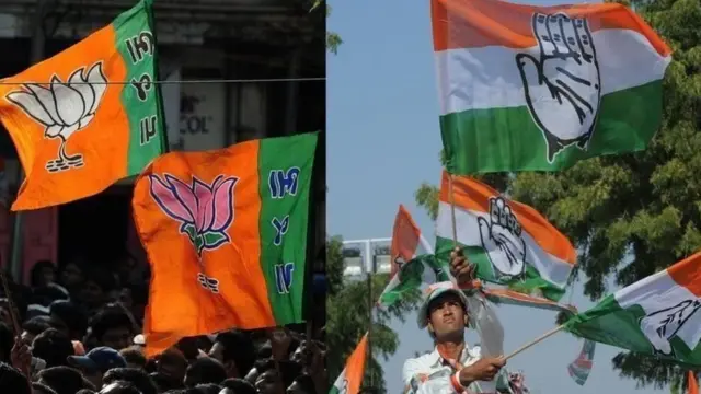 ભાજપ-કૉંગ્રેસના ધ્વજ