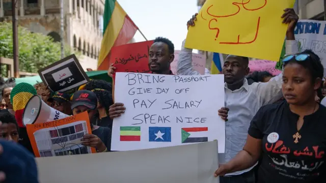 Protesta de trabajadores migrantes en Líbano en 2019