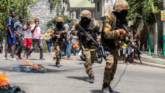 Citizens take part in a protest near the police station of Petion Ville after Haitian president Jovenel Moïse was murdered on July 08, 2021 in Port-au-Prince, Haiti.