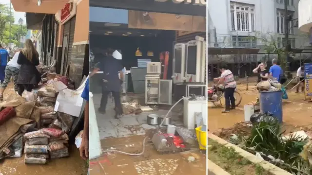 Imagens da cidade com entulhos e lama após o temporal