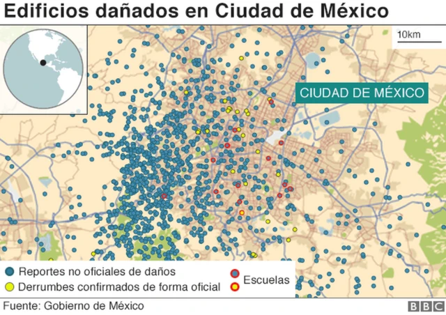 Mapa de edificios dañados