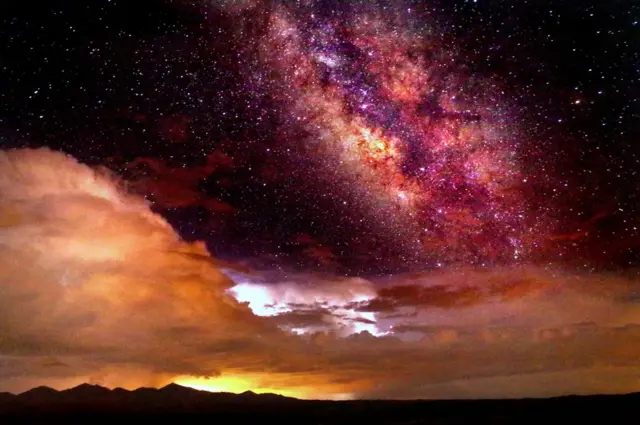 Stars and orange sky over Arizona.