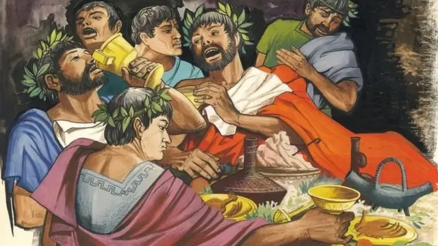 Perayaan pemenang di Olimpiade kuno Olympia.