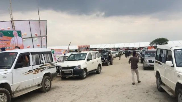 વડાપ્રધાનના કાર્યક્રમના સ્થળે ચાલી રહેલી તૈયારીનો ફોટોગ્રાફ