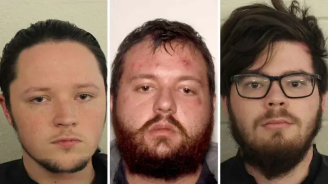 జార్జియాలో ఆరోప‌ణ‌లు ఎదుర్కొంటున్న‌ జాక‌బ్ కాదెర్లీ, మైఖెల్ హాల్టెర్‌బ్రాండ్‌, ల్యూక్ ఆస్టిన్ లేన్ (ఎడ‌మ నుంచి కుడికి)