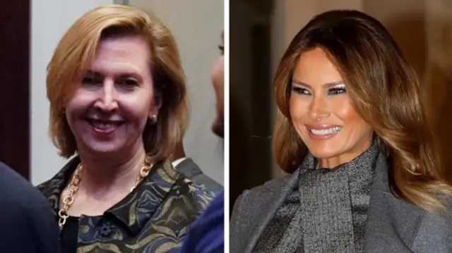 Bà Mira Ricardel (trái) và bà Melania Trump (phải).