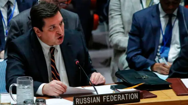 俄罗斯常驻联合国副代表萨夫龙科夫（Vladimir Safronkov）在安理会会议上发言（12/4/2017）
