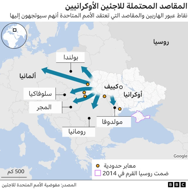 خارطة مقاصد اللاجئين.