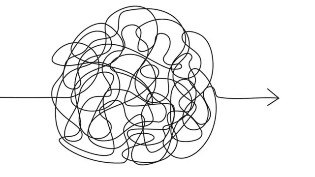 Una línea que se enreda antes de seguir