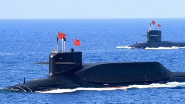 Un submarino de misiles balísticos clase Jin Tipo 094A de propulsión nuclear de la Armada del Ejército Popular de Liberación de China (EPL), 2018.