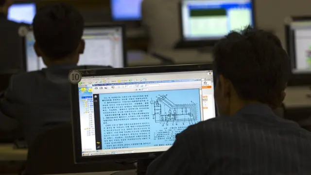 Students use the North Korean intranet in the Grand People's Study House in Pyongyang