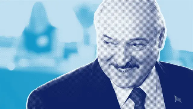 Lukashenko smiling after casting his vote in the election.