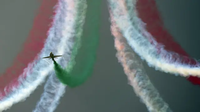 An aerobatic team performs during celebrations to mark the country's Independence Day in Islamabad on 14 August 2017