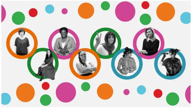 BBC 100 Women nominees in bubbles