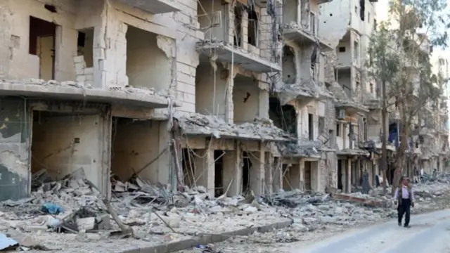 نمایی از ویرانی‌های ناشی از جنگ داخلی سوریه در شهر حلب