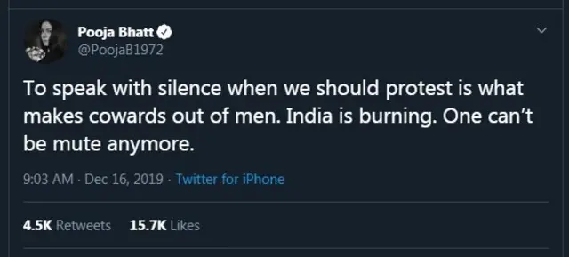 पूजा भट्ट यांचं ट्वीट