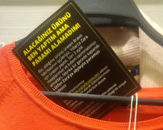 Tekstil işçilerinin yazdığı not