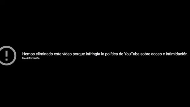 El video ya no puede verse en YouTube