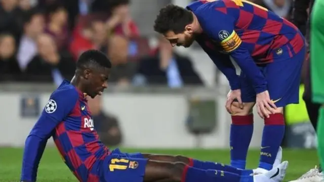 Messi na jajanta wa Ousmane Dembele bayan da ya ji rauni a cinyarsa a karawa da Borussia Dortmund
