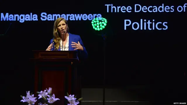 කොළඹ පැවති මංගල සමරවීර හිටපු අමාත්‍යවරයාගේ දේශපාලන ජීවිතයට තිස් වසරක් සැපිරීමේ සමරු දේශනය පවත්වන සමන්තා පවර්