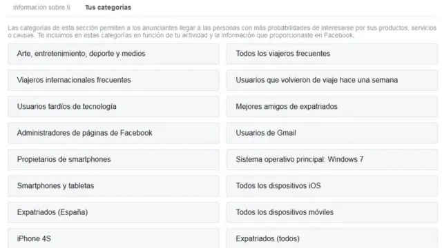 Tu información en Facebook