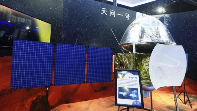 SEPTEMBER 15: The model of the Mars probe Tianwen-1 on display during 2020 China International Industry Fair.