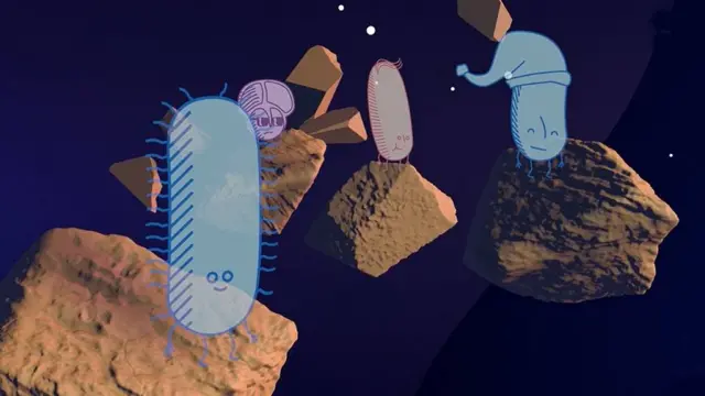 Créatures voyageant sur des météorites