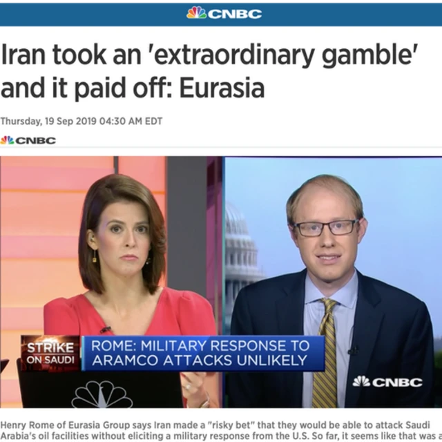 هنری رم، تحلیل گر موسسه یورویشیا به سی‌ان‌بی‌سی گفت ایران قمار بزرگی کرد که به نظر می‌رسد تاکنون برنده آن شده