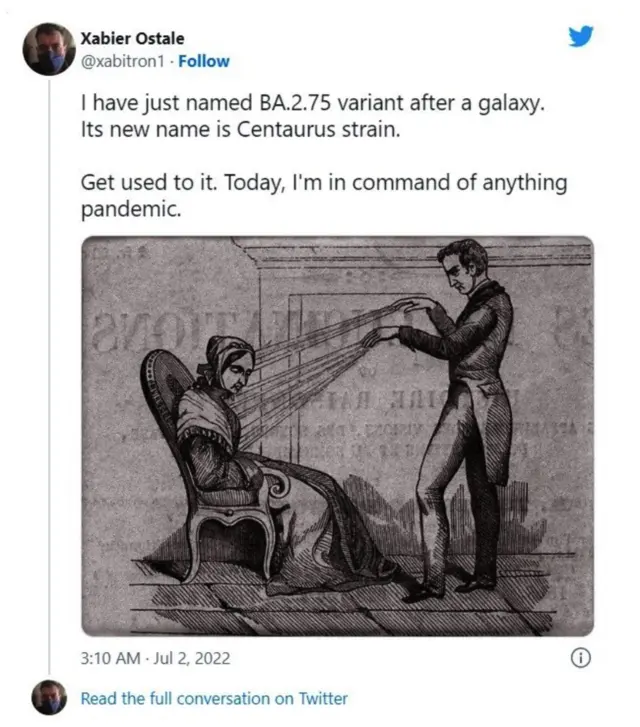 켄타우로스의 작명자는 방역·보건 전문가가 아닌 SNS 트위터 이용자로 알려졌다