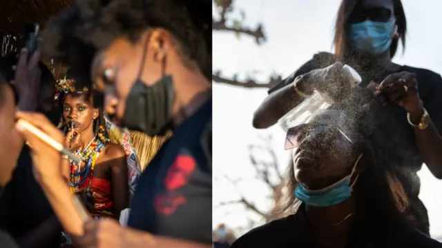 Image composite de personnes en préparation