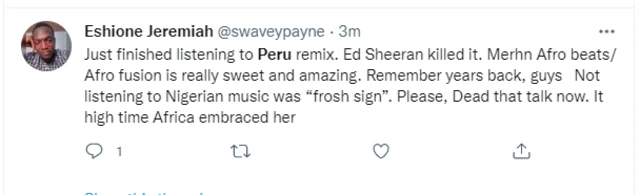 Peru Fireboy: Ed Sheeran sing in Pidgin as Fireboy Peru remix come out today- See how fans react