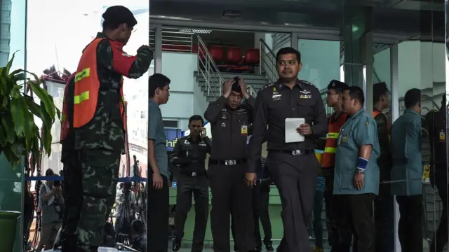 เจ้าหน้าที่ตำรวจ ทหาร เข้าพื้นที่หลังเหตุระเบิดภายใน รพ.พระมงกุฎฯ เมื่อวันที่ 22 พ.ค.2560