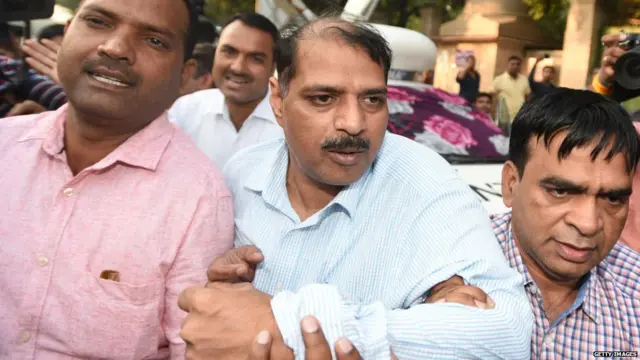 Central Bureau of Investigation (CBI) officer DSP Devender Kumar leaves Patiala Court after being produced in court on October 23, 2018 in New Delh