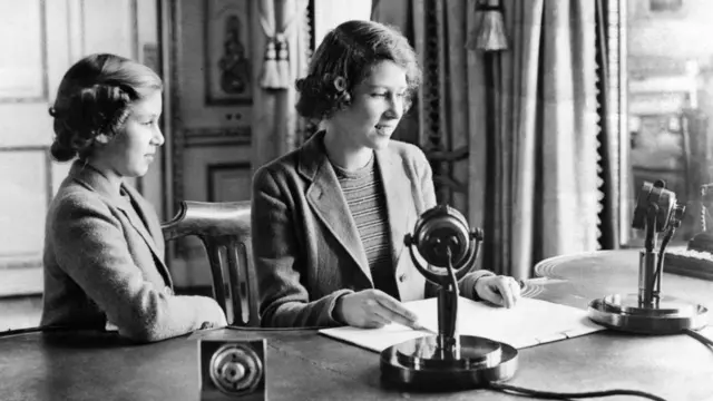 Queen Elizabeth II when she was 14 with Princess Margaret