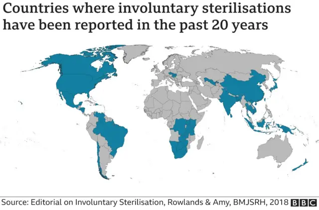 Taswirar da ta nuna kasashen da suka yi mummunar aika-aikar kasha kwayoyin haihuwa a shekaru 20 baya