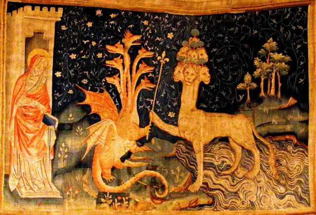 La Bête de la Mer (parte de la Tapisserie de l'Apocalypse en Angers, Francia)