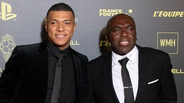 Kylian Mbappe and his father Wilfried at the Ballon d'Or ceremony