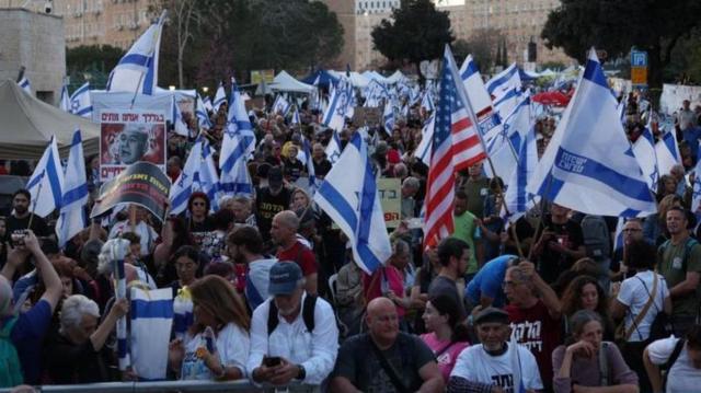 احتجاجات مناهضة للحكومة في القدس بتاريخ 1 أبريل/ نيسان 2024