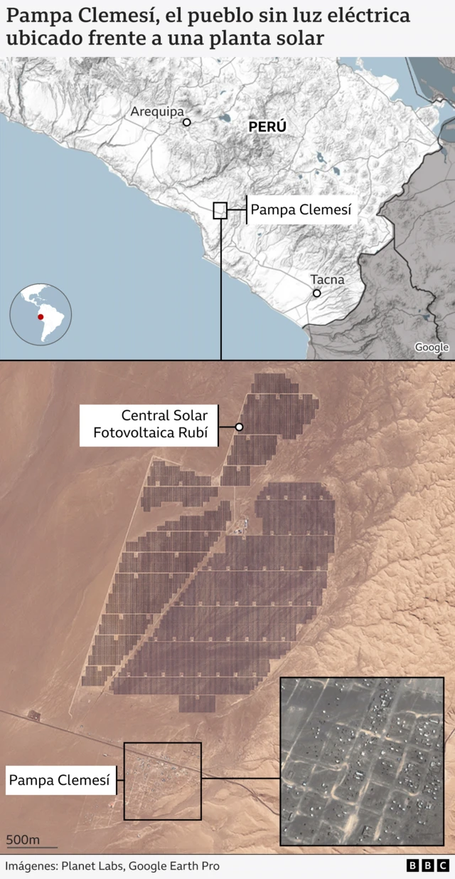 Mapa de Pampa Clemesí. 