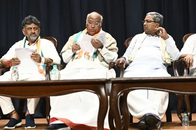 खड़गे, डीके शिवकुमार और सिद्धारमैया