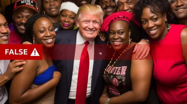 Một trong hàng chục bức ảnh giả mạo miêu tả cảnh người da đen ủng hộ ông Trump. 