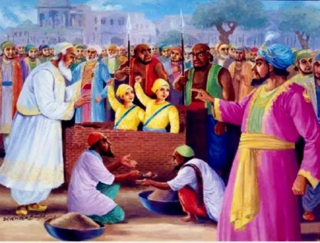 गुरु गोबिंद सिंह के दो बेटों को दीवार में चिनवाया गया.