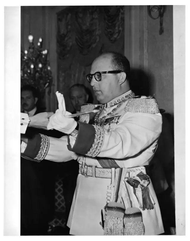 Marcos Pérez Jiménez vestido con un uniforme militar