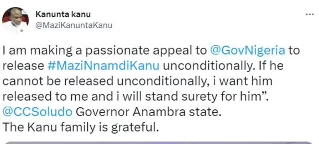 Ihe nwanne Nnamdi Kanu dere gbasara oku Soludo kpọrọ ka a tọhapụ ya