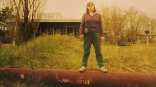 Tetyana Skopych en Pripyat después de la evacuación