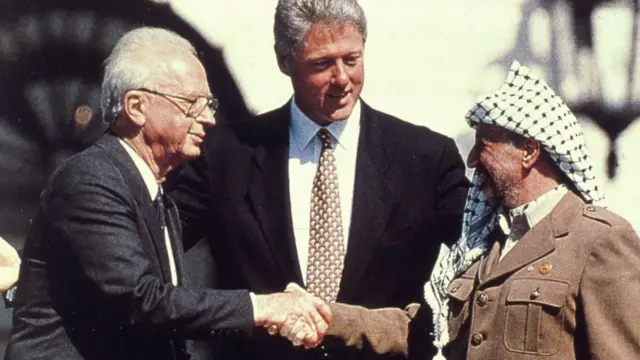 Bill Clinton, Yitzhak Rabin, Yasser Arafat